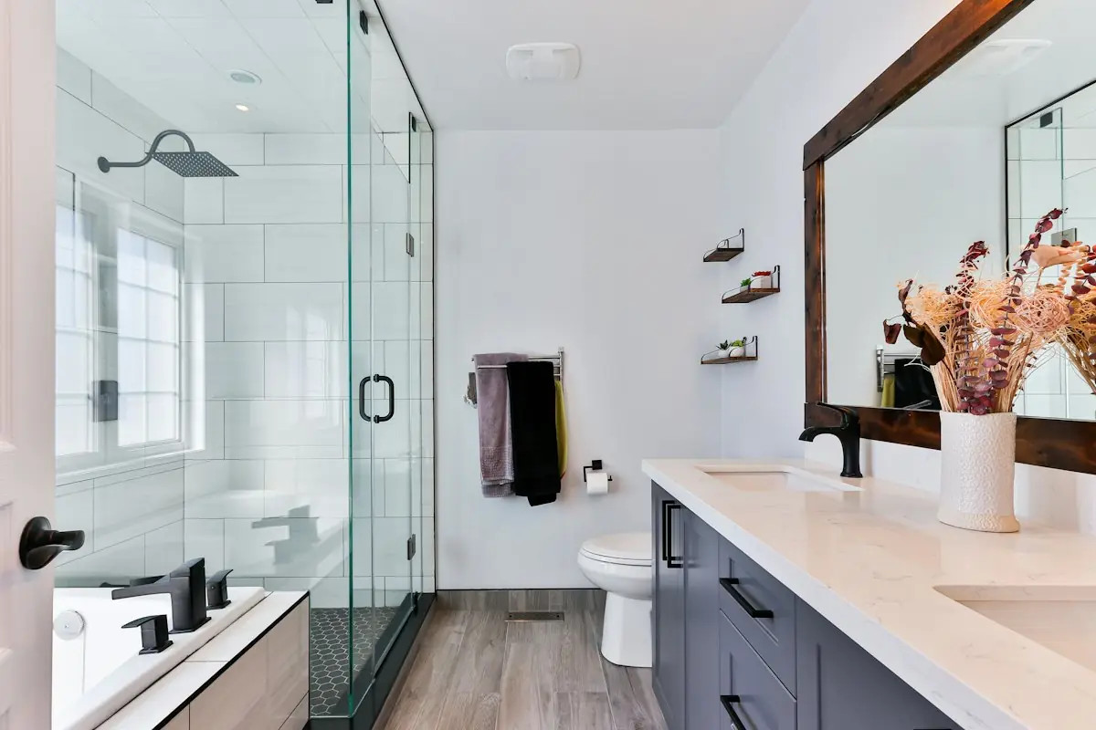 Glass walk-in shower